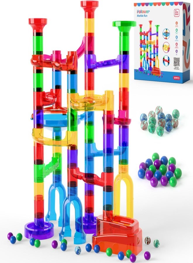 Ifollower Marble Run, 109Pcs Marble Maze Game Building Toys for Kid, Upgrade Mable Track Race Construction STEM Learning Toy, Birthday for Boys Girls Aged 3-12 - Image 1